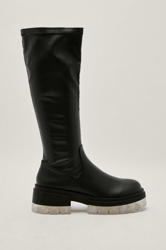 NastyGal Ice Sole Knee High Faux Leather Boots 1