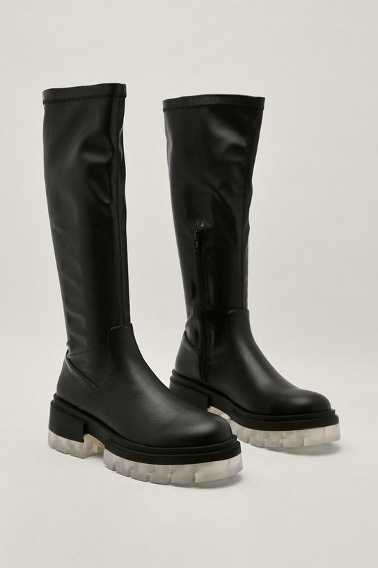 NastyGal Ice Sole Knee High Faux Leather Boots 2
