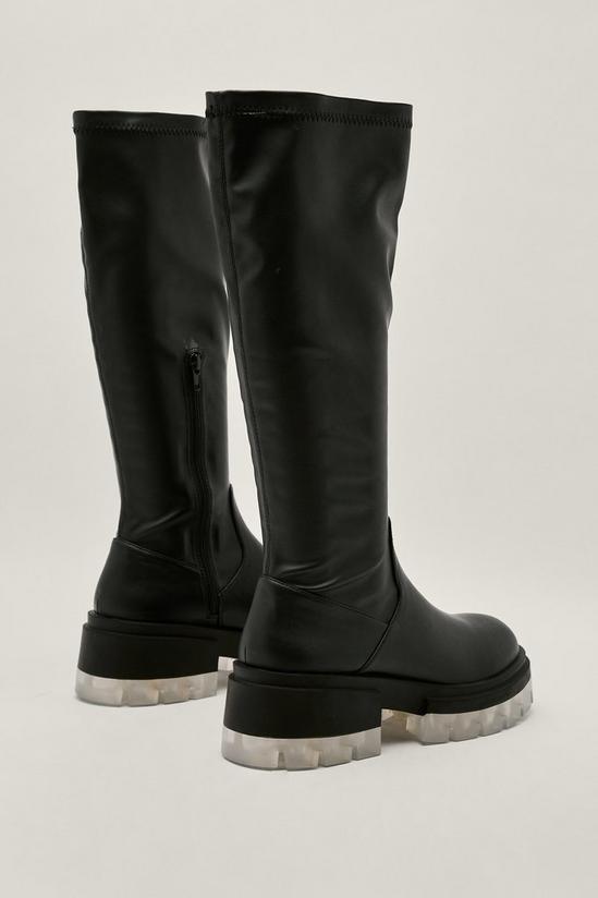NastyGal Ice Sole Knee High Faux Leather Boots 4