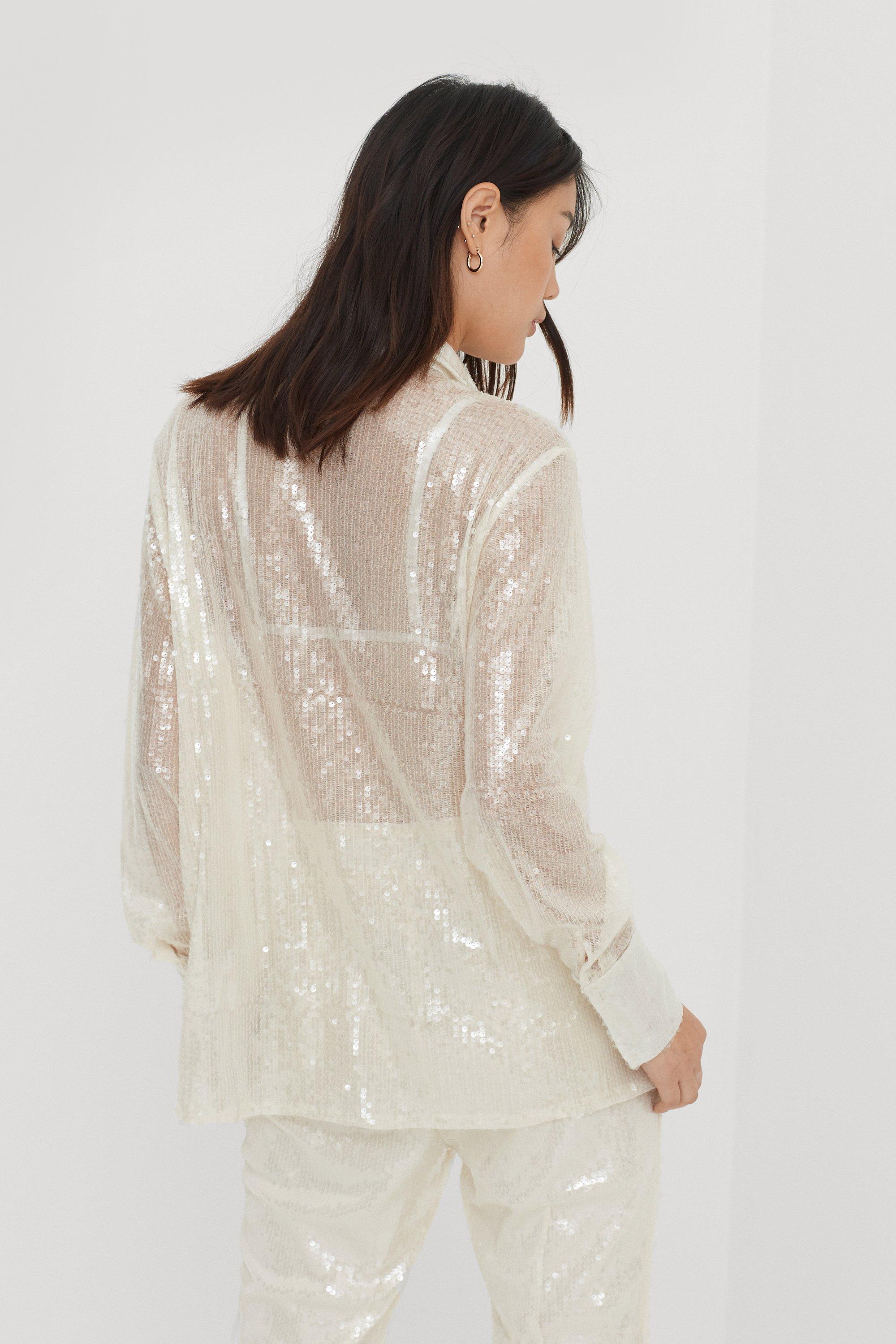 Sheer sparkly shirt on sale