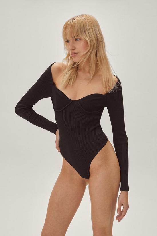 NastyGal Knitted Corset Cup Bodysuit 3