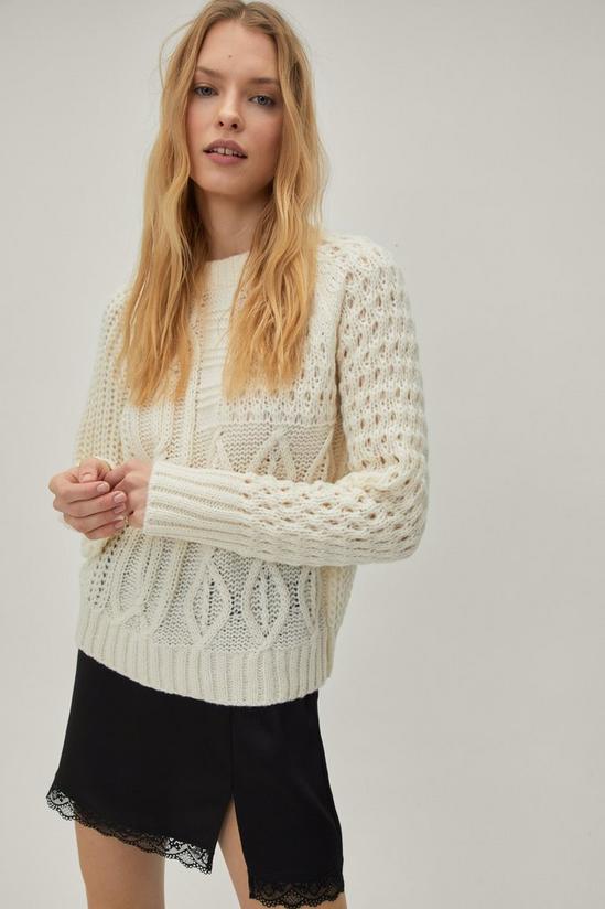 NastyGal Mixed Cable Knit Oversized Jumper 1