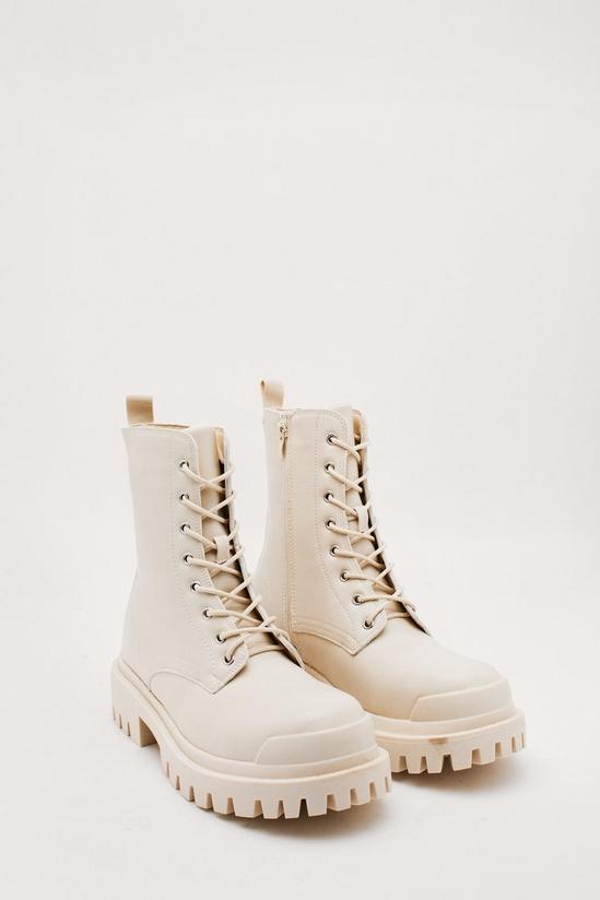 NastyGal Faux Leather Cleated Biker Boots 1