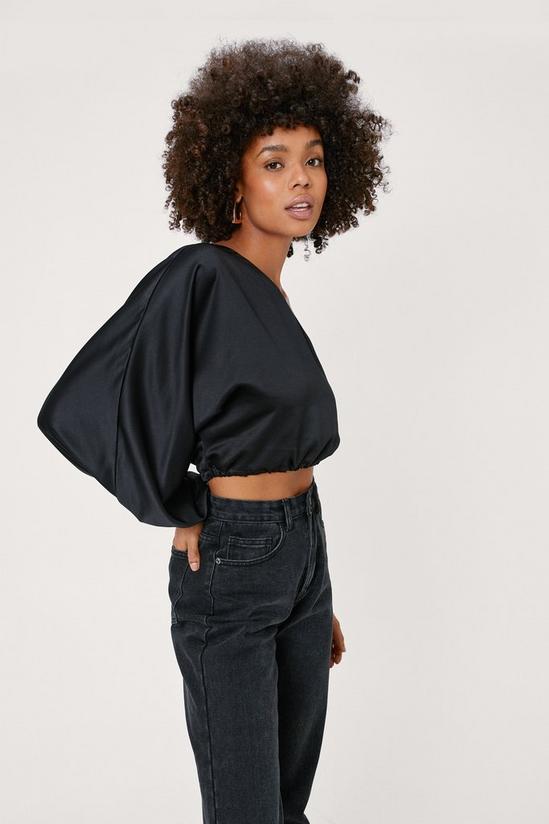 NastyGal One Sleeve Ruched Cropped Blouse 3