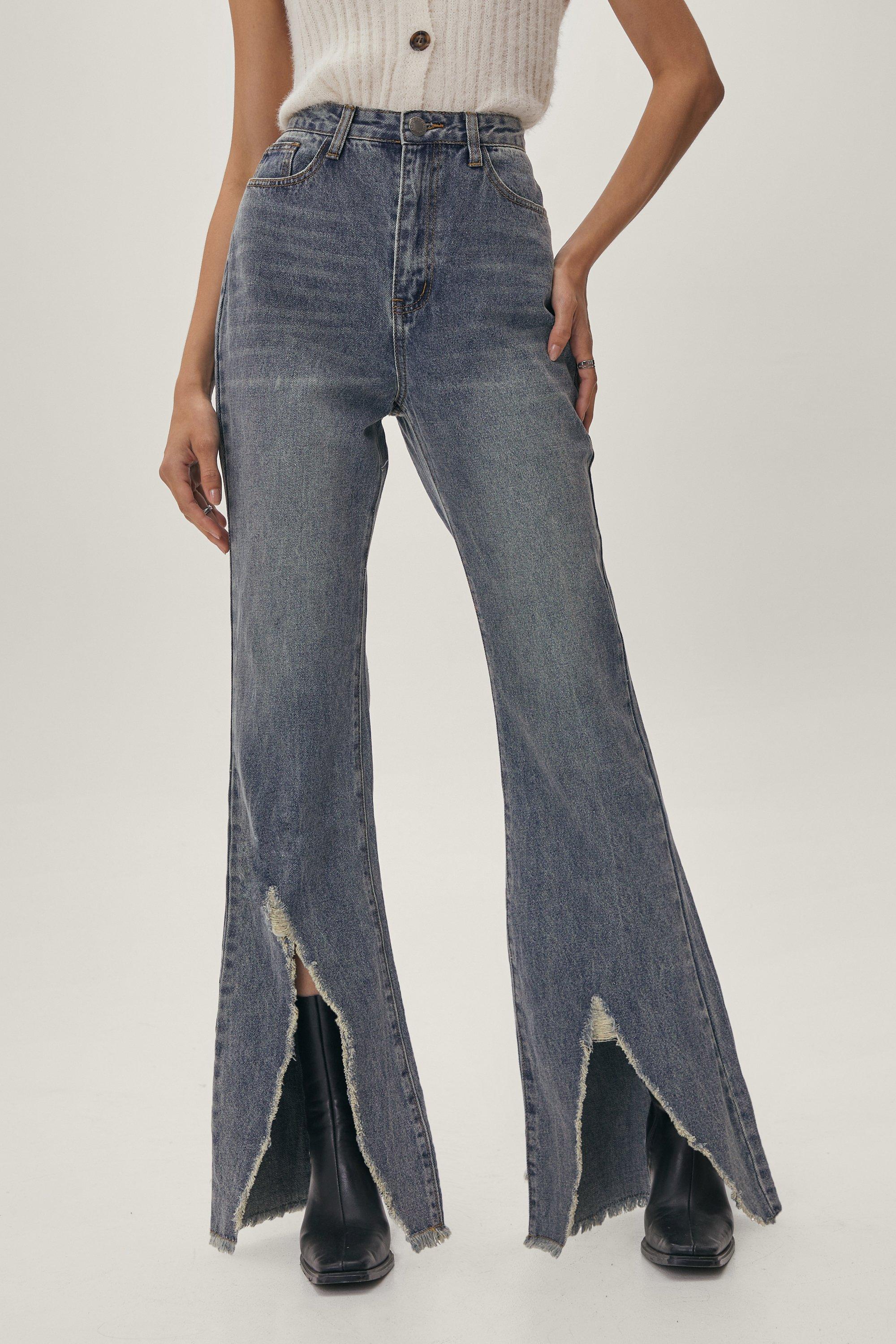 Plus High Waist Split Flare Denim Jean