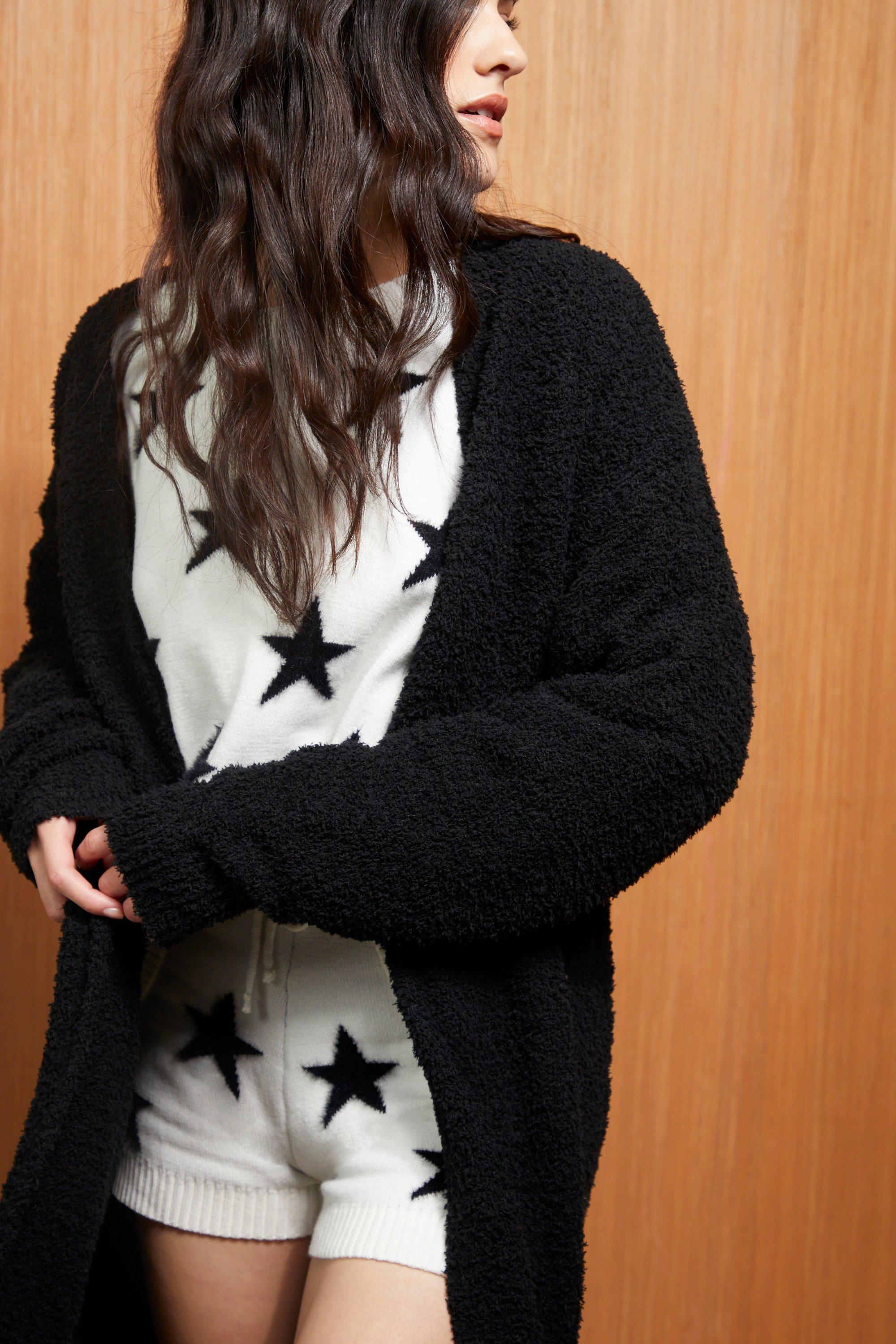 Popcorn Knit Open Front Long Sleeve Maxi Cardigan