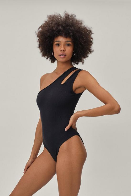 NastyGal Ribbed Cut Out Asymetric Bodysuit 3