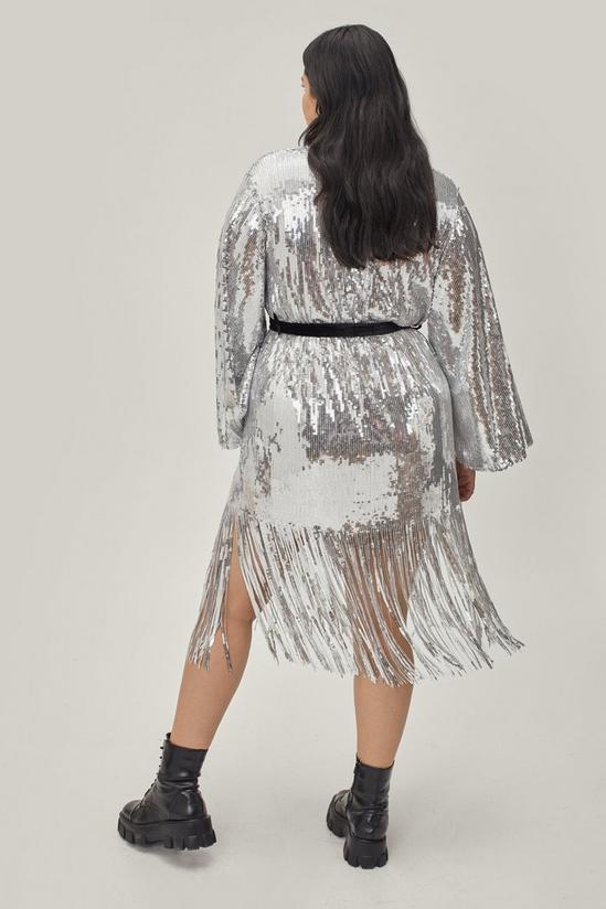 NastyGal Plus Size Belted Sequin Wrap Midi Dress 4