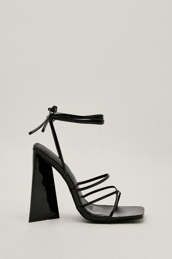 NastyGal Strappy Faux Leather Flared Block Heels 3