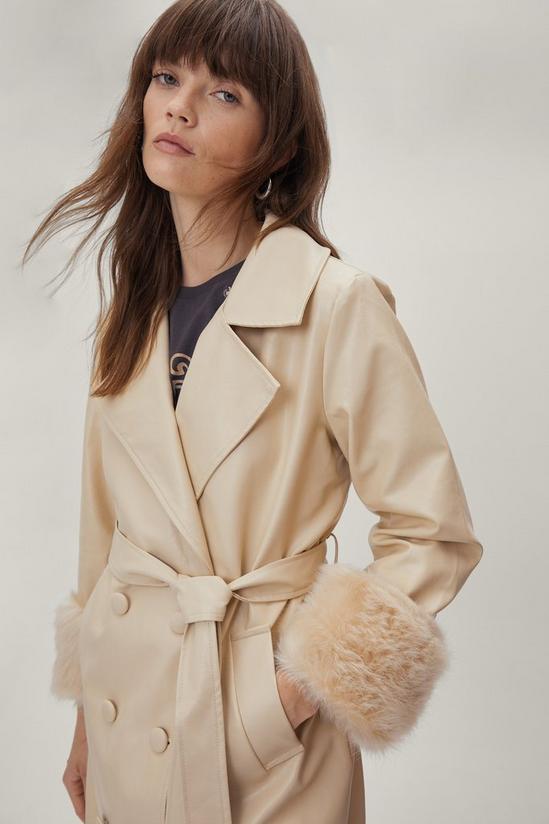 NastyGal Faux Leather Fur Trimmed Db Coat 3
