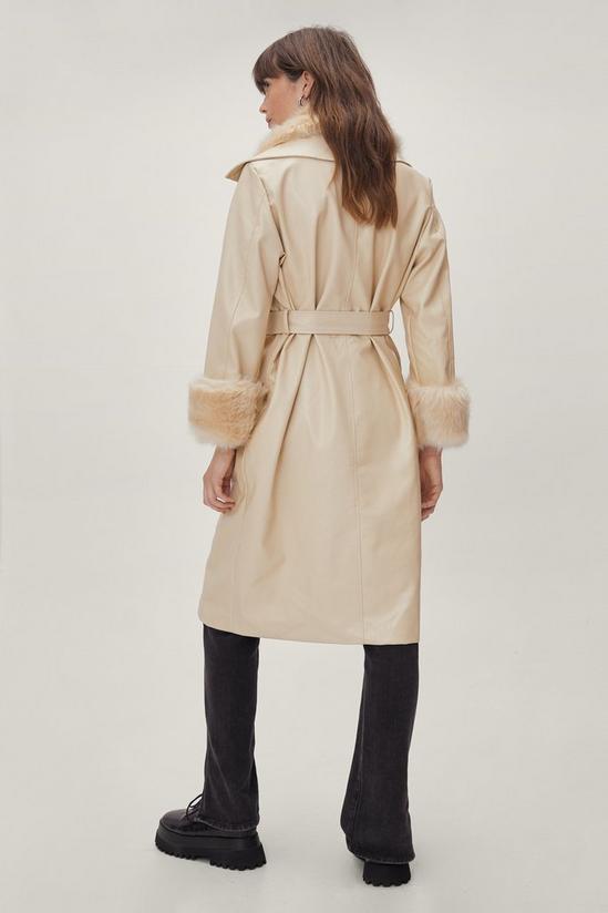 NastyGal Faux Leather Fur Trimmed Db Coat 4
