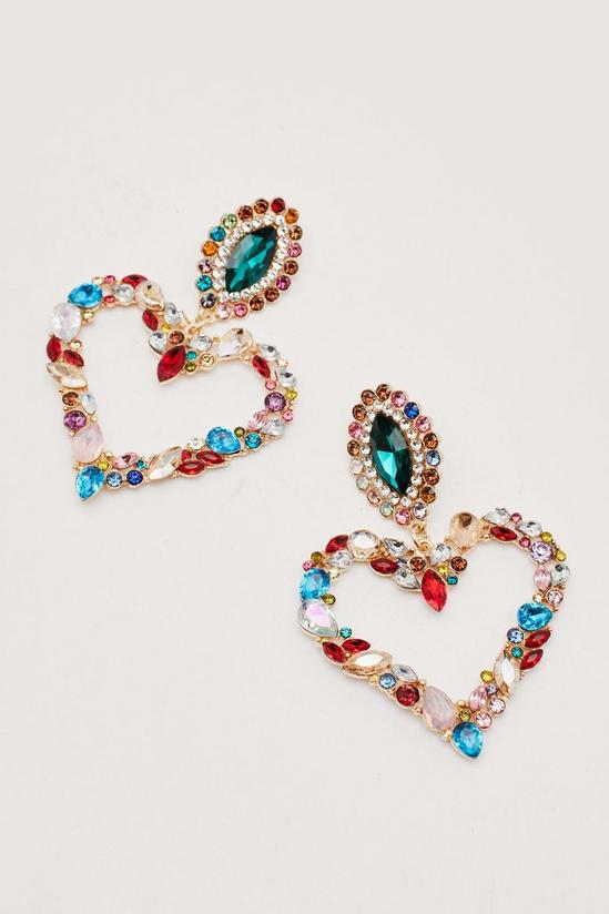 NastyGal Statement Diamante Stone Heart Earrings 2