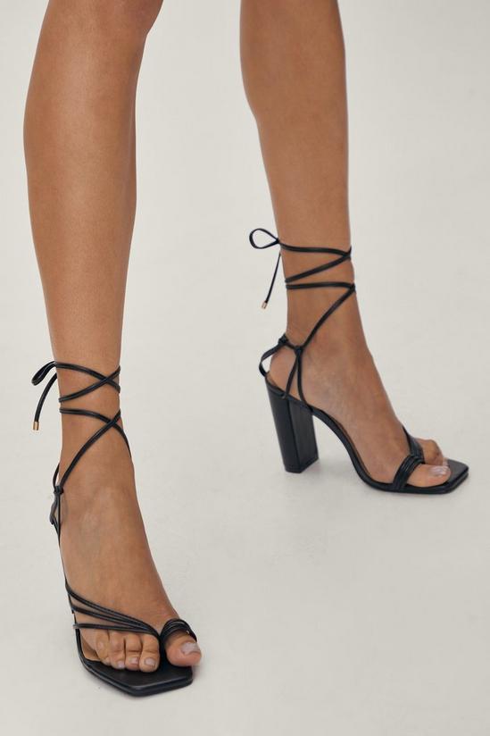 NastyGal Faux Leather Strappy Toe Post Heels 2