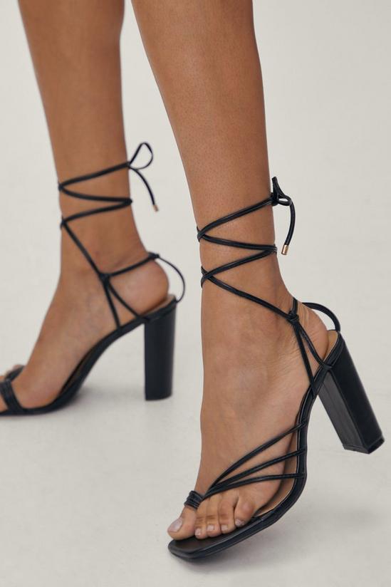 NastyGal Faux Leather Strappy Toe Post Heels 4