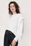 NastyGal Oversized Cable Knit Batwing Sleeve Jumper thumbnail 1