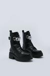 NastyGal Faux Leather Chunky Curb Chain Hiker Boots thumbnail 4