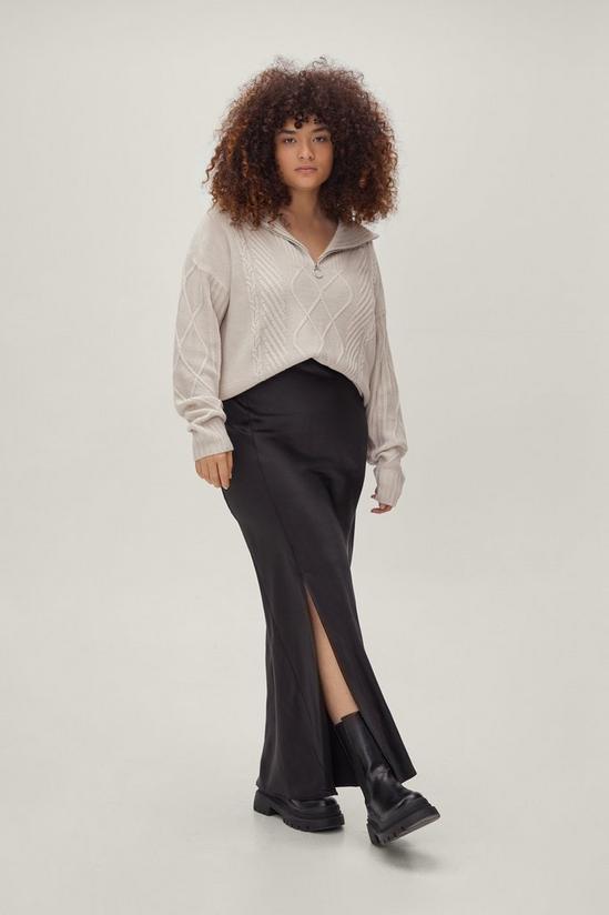 NastyGal Plus Size Satin Maxi Slip Skirt 3