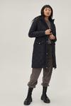 NastyGal Long Diamond Quilted Hooded Jacket thumbnail 1