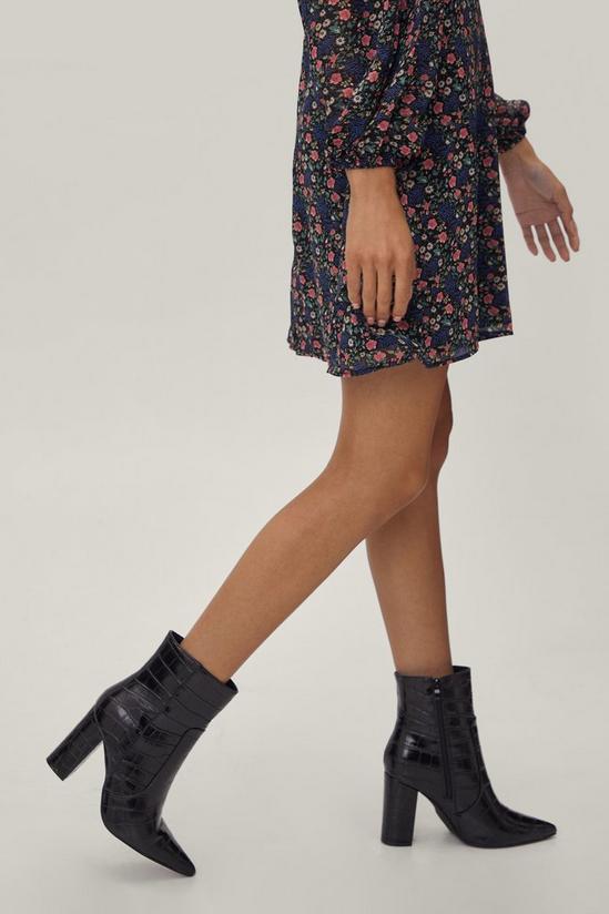 NastyGal Faux Leather Croc Pointed Ankle Boots 1