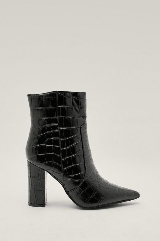 NastyGal Faux Leather Croc Pointed Ankle Boots 2