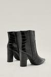 NastyGal Faux Leather Croc Pointed Ankle Boots thumbnail 3