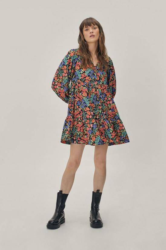 NastyGal Tiered V Neck Button Down Smock Dress 2