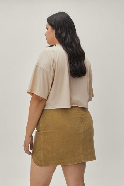 NastyGal olive Plus Size Curved Hem Corduroy Mini Skirt