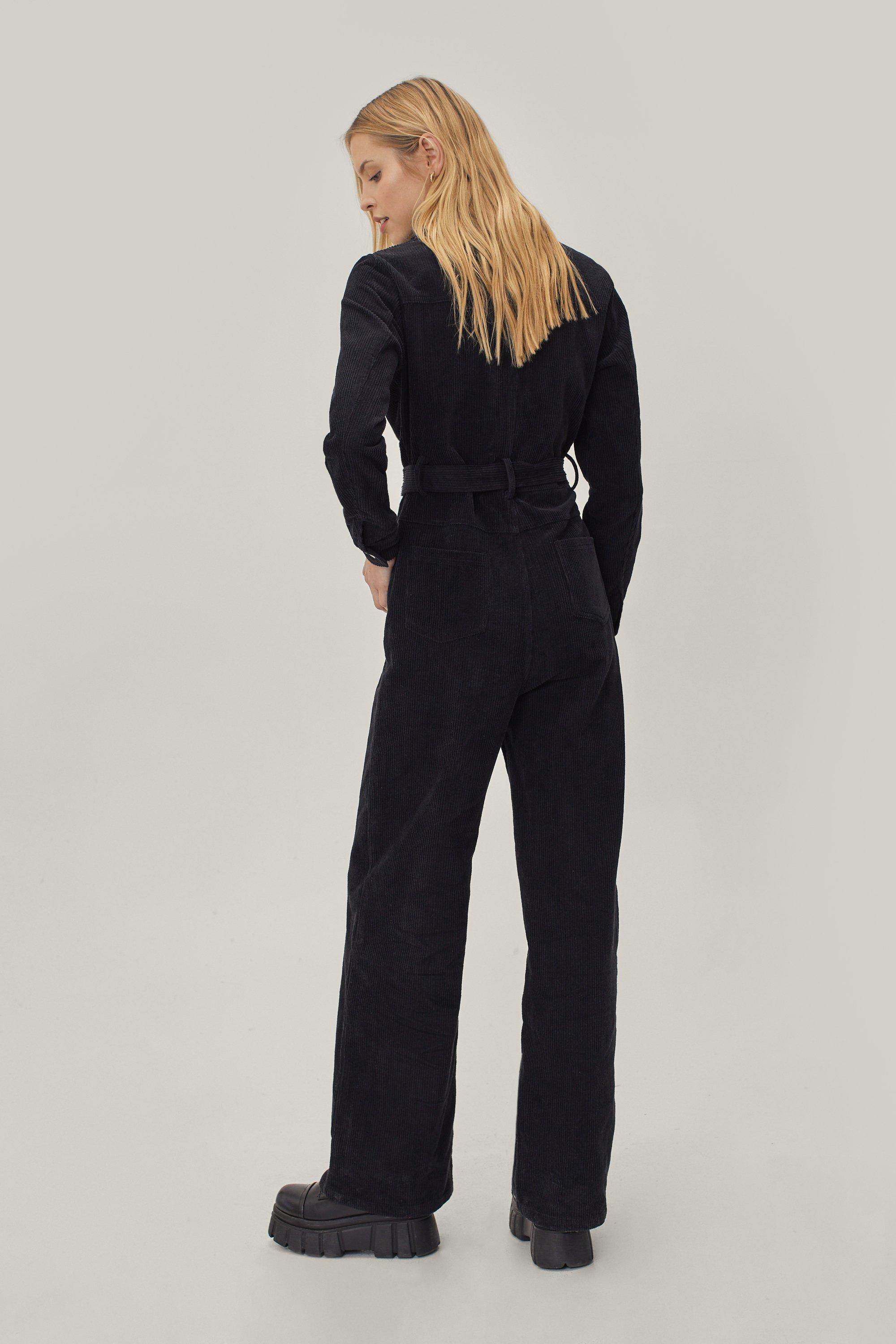 Black 2024 corduroy jumpsuit