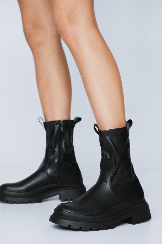 NastyGal Chunky Faux Leather Ankle Sock Boots 1