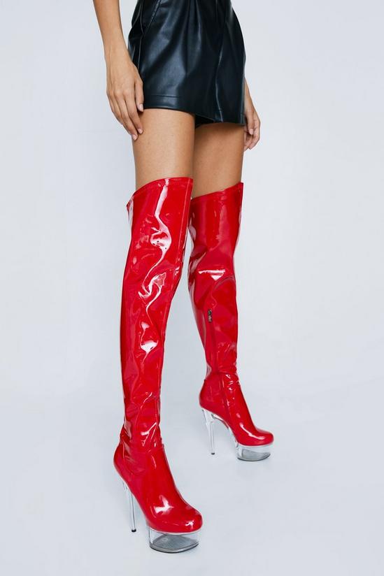 NastyGal Patent Thigh High Dancer Boots 1