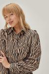 NastyGal Zebra Print Ruched Mini Shirt Dress thumbnail 2