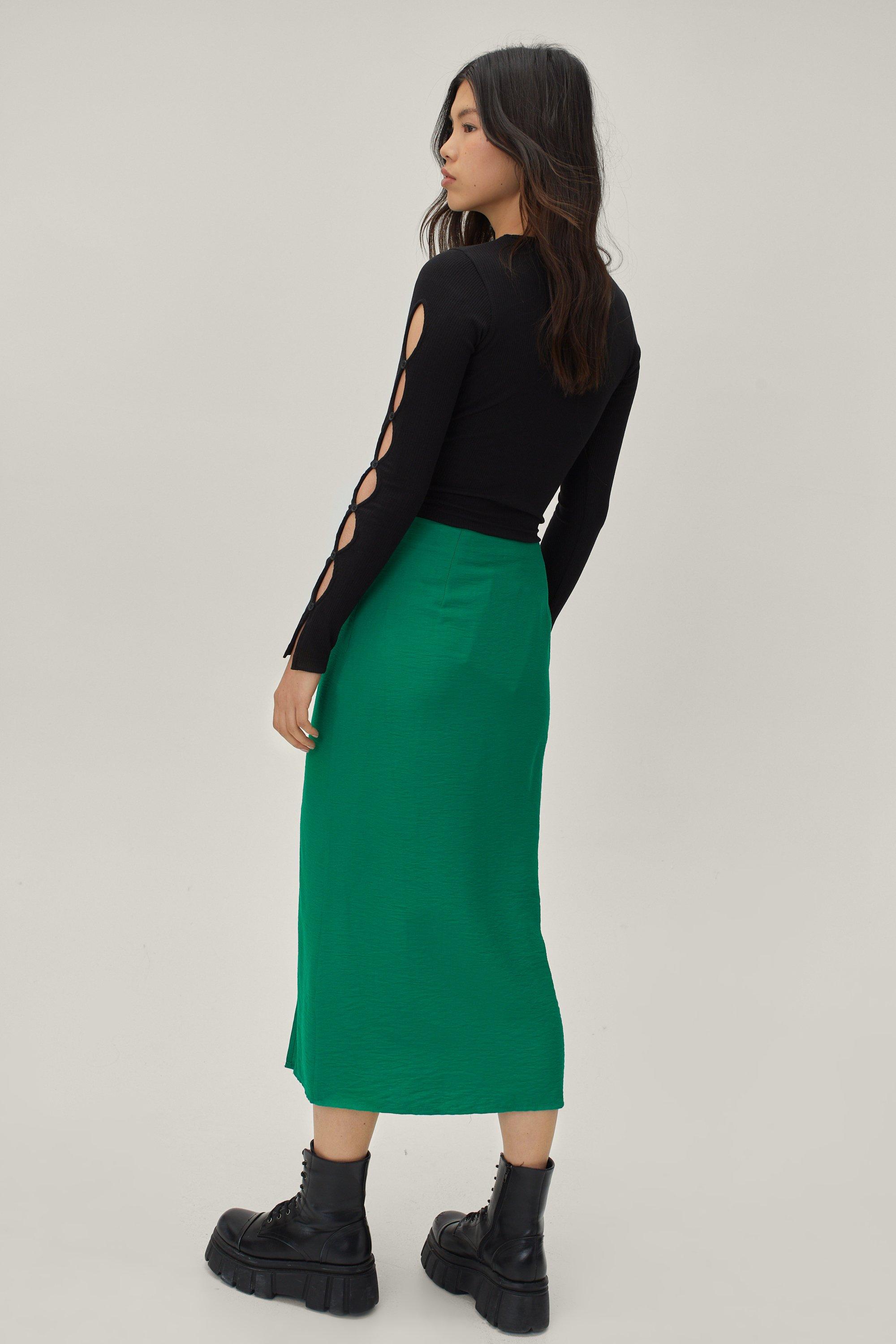 Asymmetric button shop down skirt