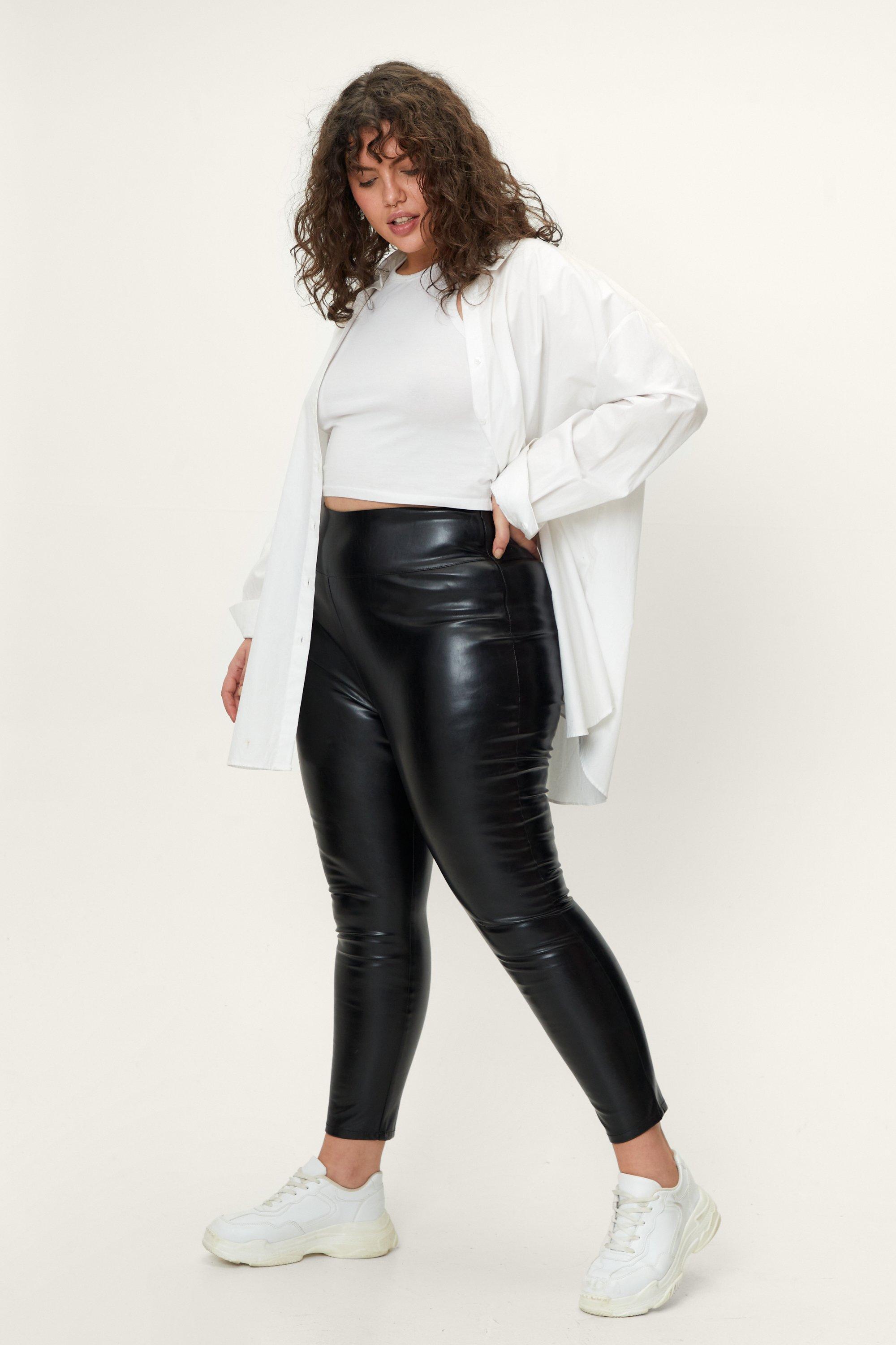 Plus size black shop faux leather leggings