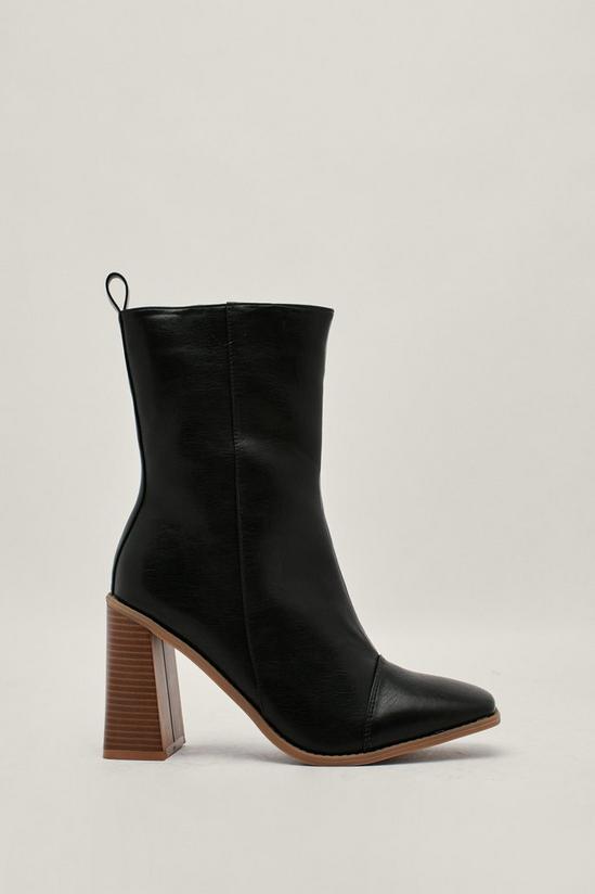 NastyGal Faux Leather Wooden Heeled Ankle Boots 1