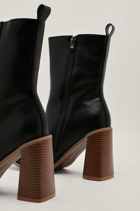 NastyGal Faux Leather Wooden Heeled Ankle Boots 2