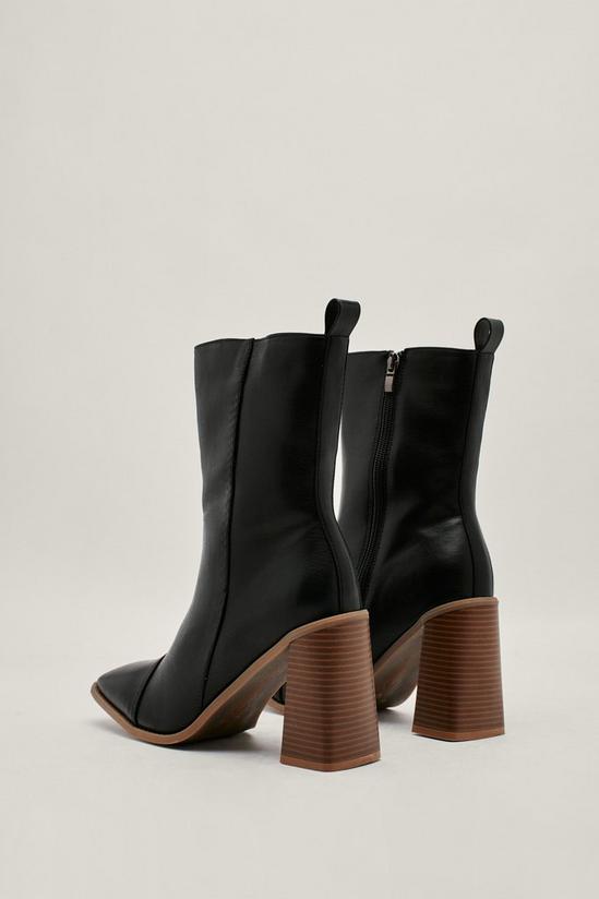 NastyGal Faux Leather Wooden Heeled Ankle Boots 4