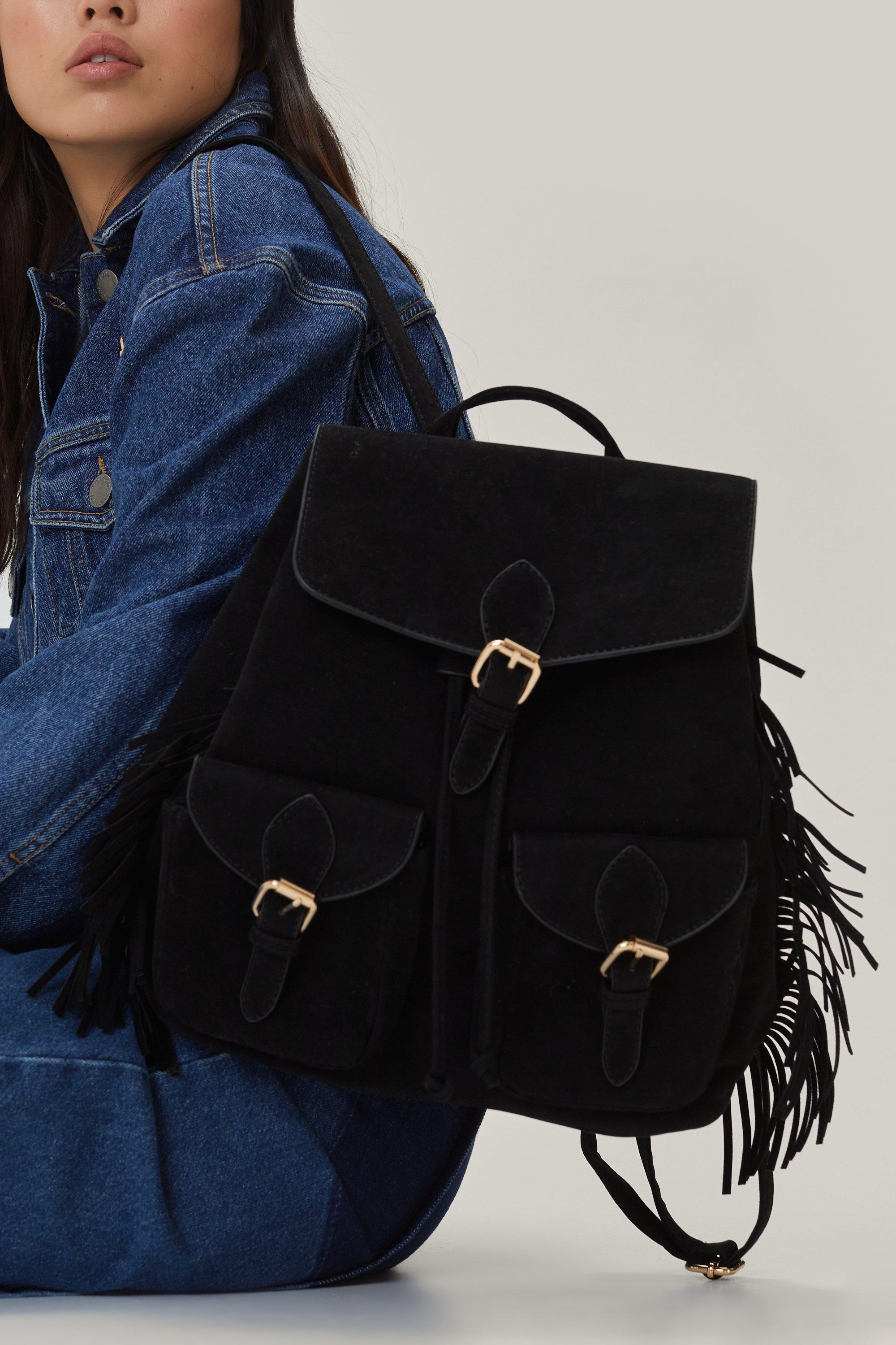 Faux suede clearance backpack