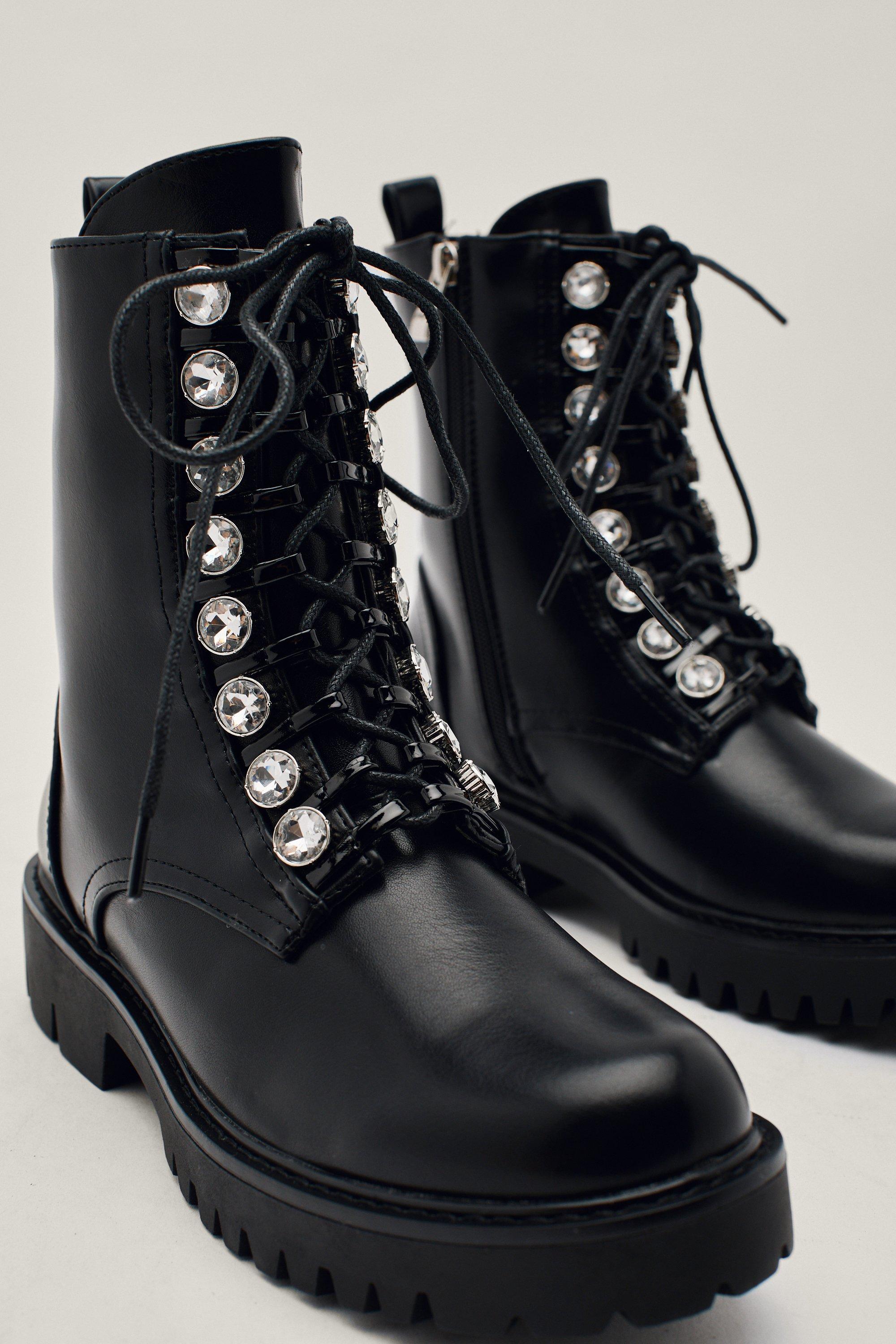 Diamante cheap biker boots