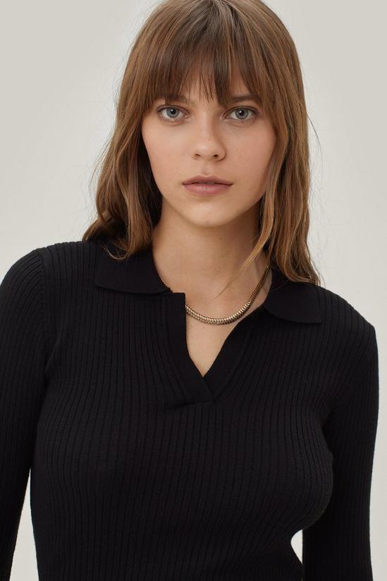 NastyGal Collar V Neck Knitted Top 2