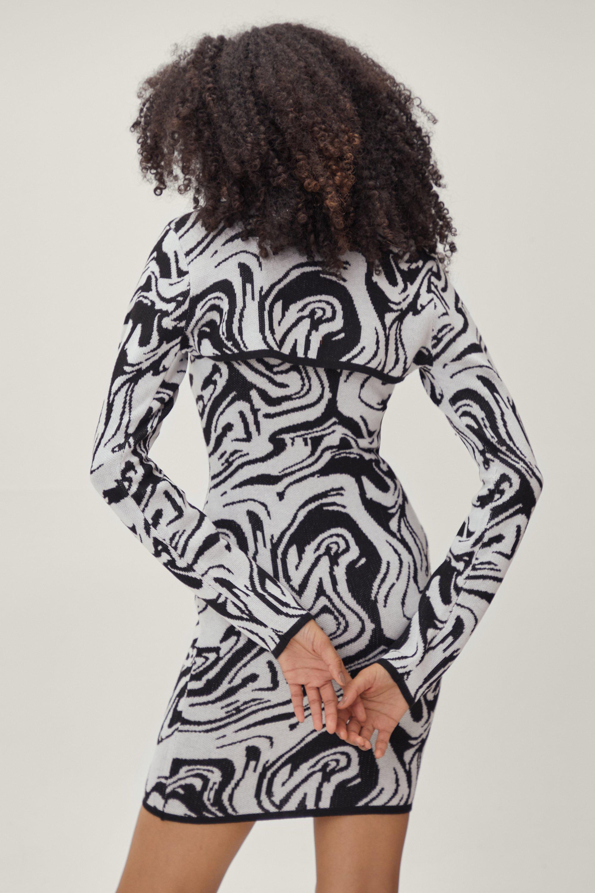 boohoo marble print knitted mini dress