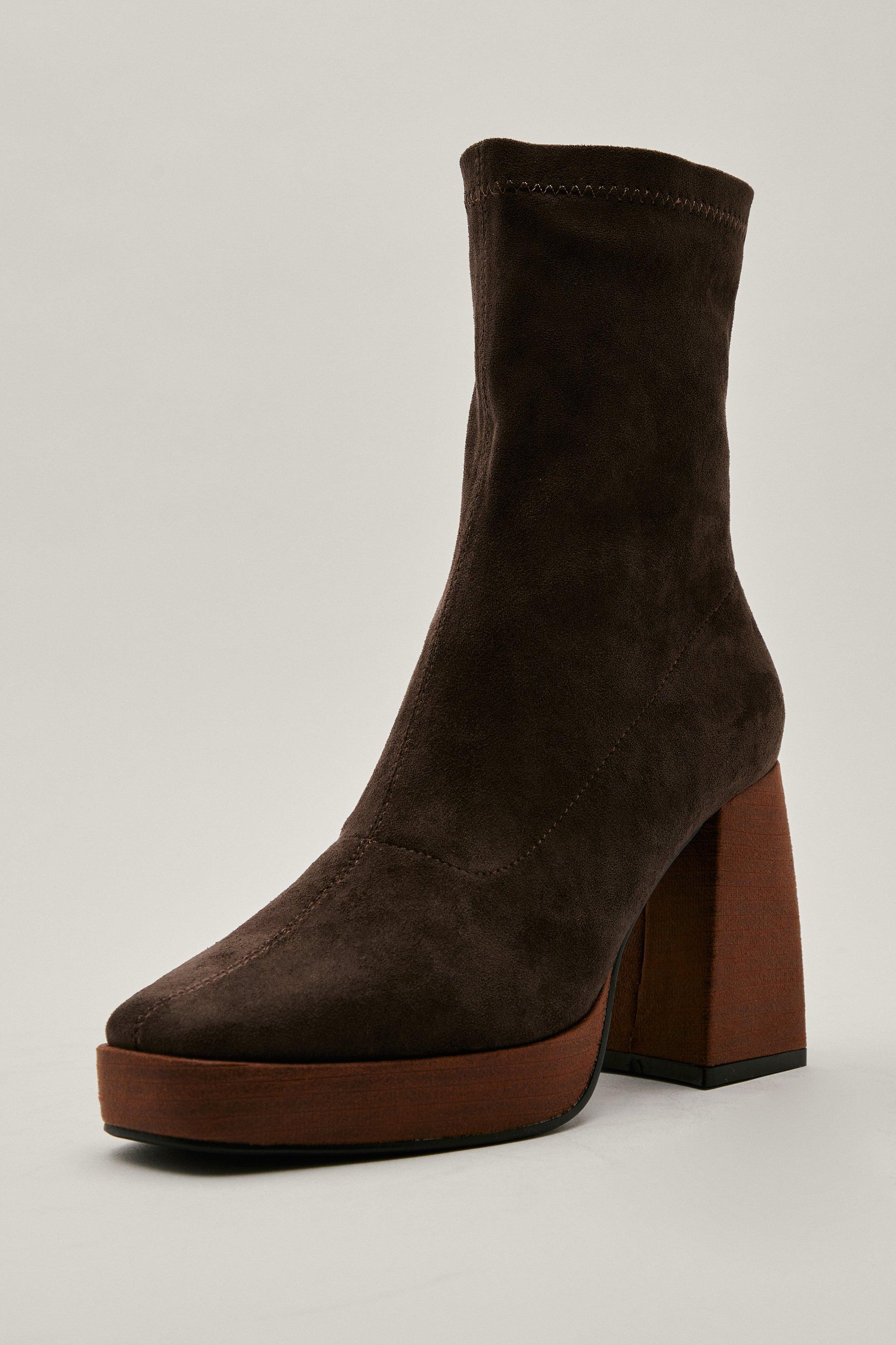 Faux suede shop platform ankle boots