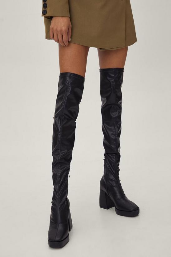 NastyGal Faux Leather Thigh High Platform Boots 1