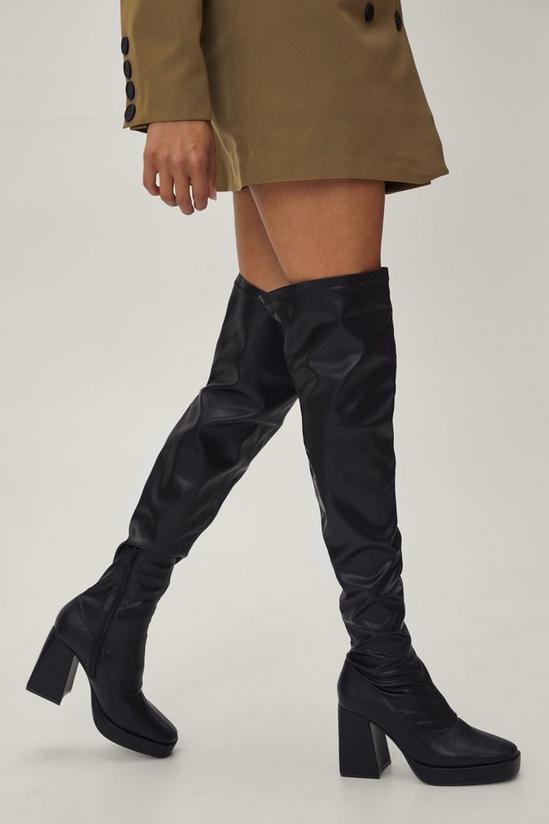 NastyGal Faux Leather Thigh High Platform Boots 2