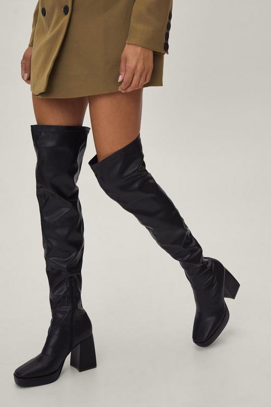 NastyGal Faux Leather Thigh High Platform Boots 3