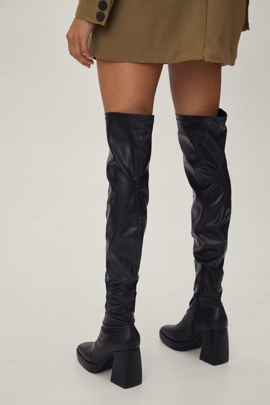 NastyGal Faux Leather Thigh High Platform Boots 4