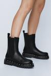 NastyGal Faux Leather Studded Pull On Chelsea Boots thumbnail 2