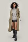 NastyGal Satin Longline Double Breasted Belted Trench Coat thumbnail 1