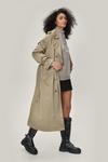 NastyGal Satin Longline Double Breasted Belted Trench Coat thumbnail 3