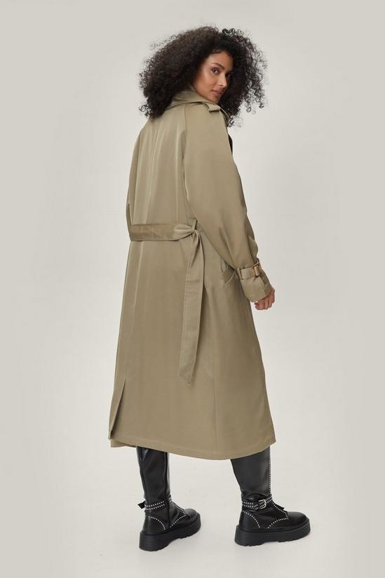 NastyGal Satin Longline Double Breasted Belted Trench Coat 4