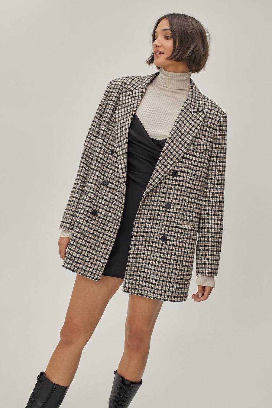 Mono multi Check Oversized Double Breasted Blazer image number 1